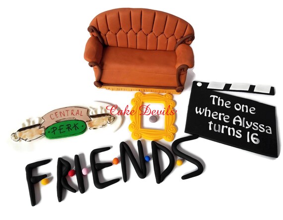 Friends Couch And Coffee Cups Cake Topper Kit Fondant Etsy
