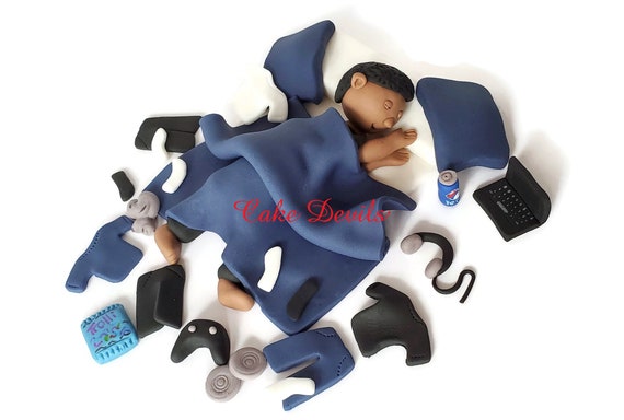 Messy Bed Cake Toppers, Handmade Fondant cake toppers for teenage boy or Girl- Make the cake the bed! Il_570xn
