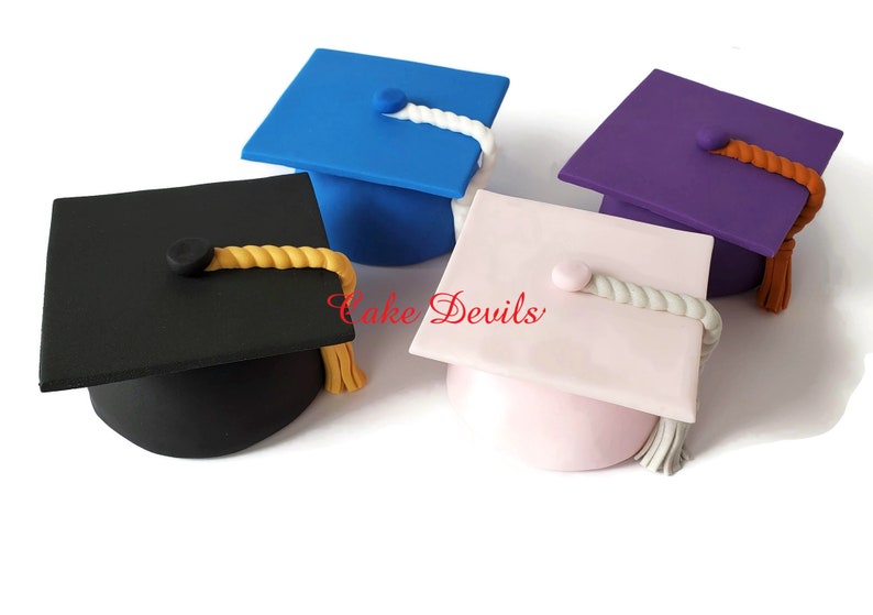 Graduation Fondant Cake Toppers, Graduation Cap, Congratulations Plaque, and Diploma Cake Decorations, Handmade for a Graduation Party image 2