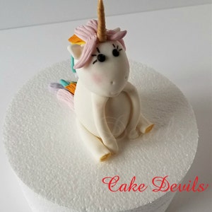 Unicorn Cake Topper, Fondant Unicorn, Rainbow Hair, Unicorn Party, Cake, Handmade Edible Fondant, Unicorn birthday party decorations, Girl image 1