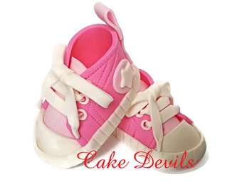 Baby Shower Sneakers Cake Topper, Fondant Sneakers with grommets, Handmade Baby Sneakers, Baby Shower Cake Decorations, Baby Shoes