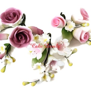 Special! Small Fondant Floral Spray Cake Topper- roses, calla lilies, and more!