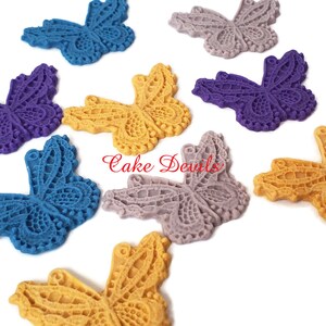 Fondant Lace Butterfly Cake Toppers, Handmade Edible Embroidered Butterfly Cake Decorations, Butterfly CupCake Toppers
