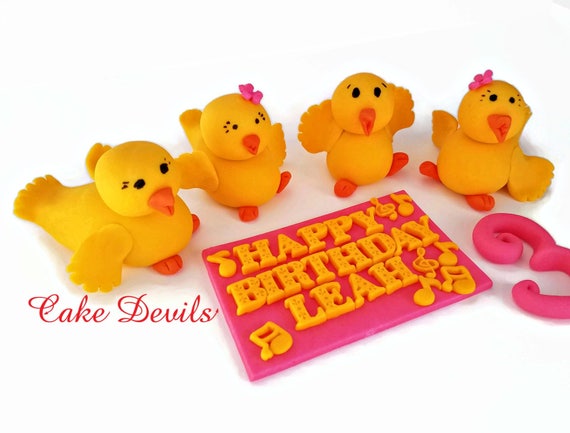 Fondant Ducks Dancing Duck Cake Toppers Dance Party Music Notes