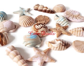 Sea Shell Cake / CupCake Toppers, Perfect with our Mermaid Tails, Handmade Edible Fondant shells, shell cake toppers, shell cupcake toppers