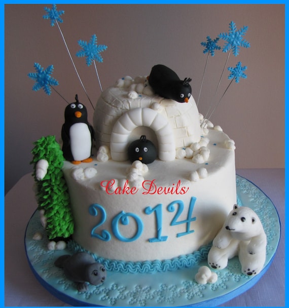 Kit De Gateau De Fondant D Animal D Hiver Pingouin Etsy Kit De Gateau De Fondant D Animal D Hiver Pingouin Etsy