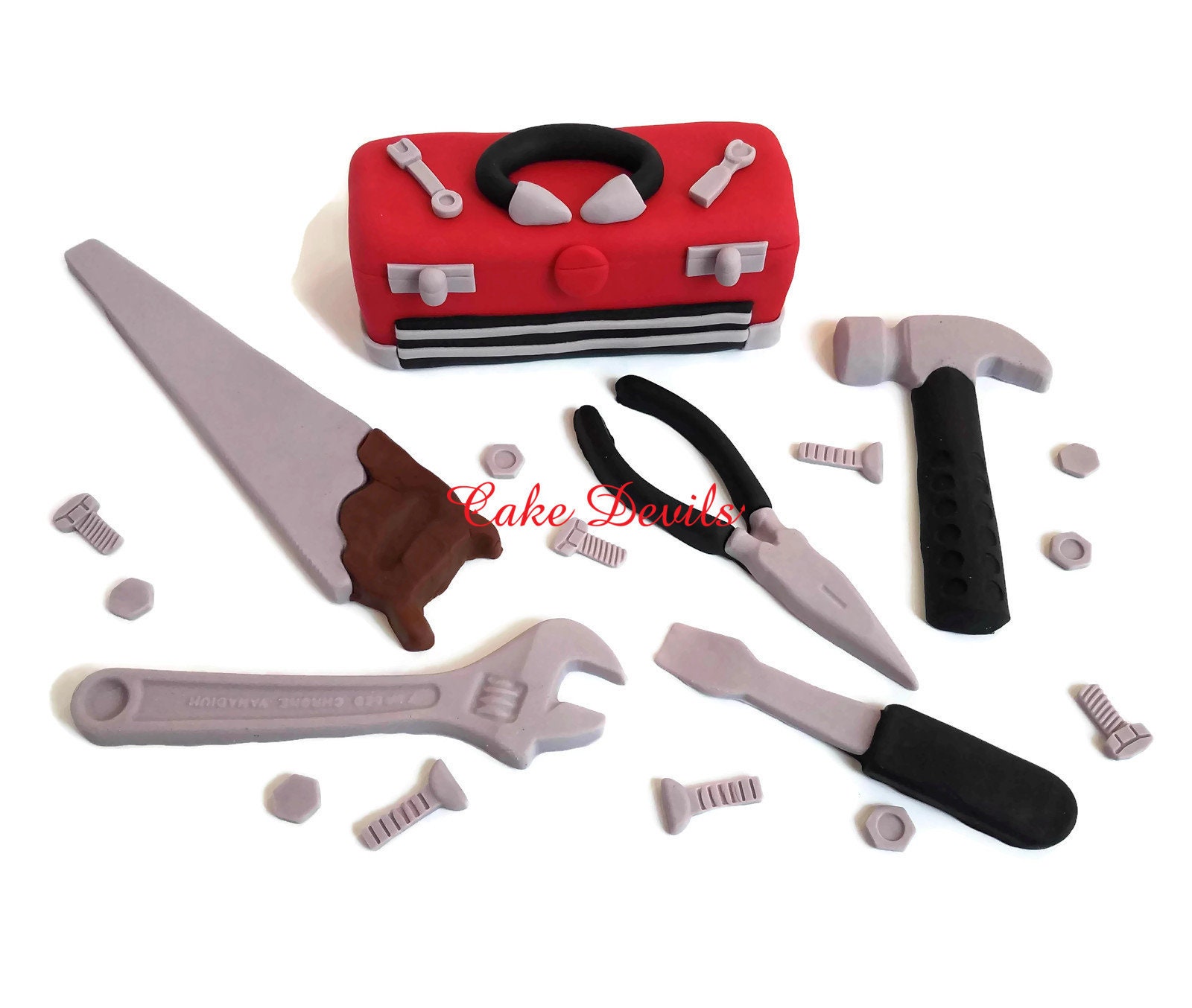 Tools Cake Toppers, Tools Cake Decorations, Fondant Tools, Toolbox Cake ...