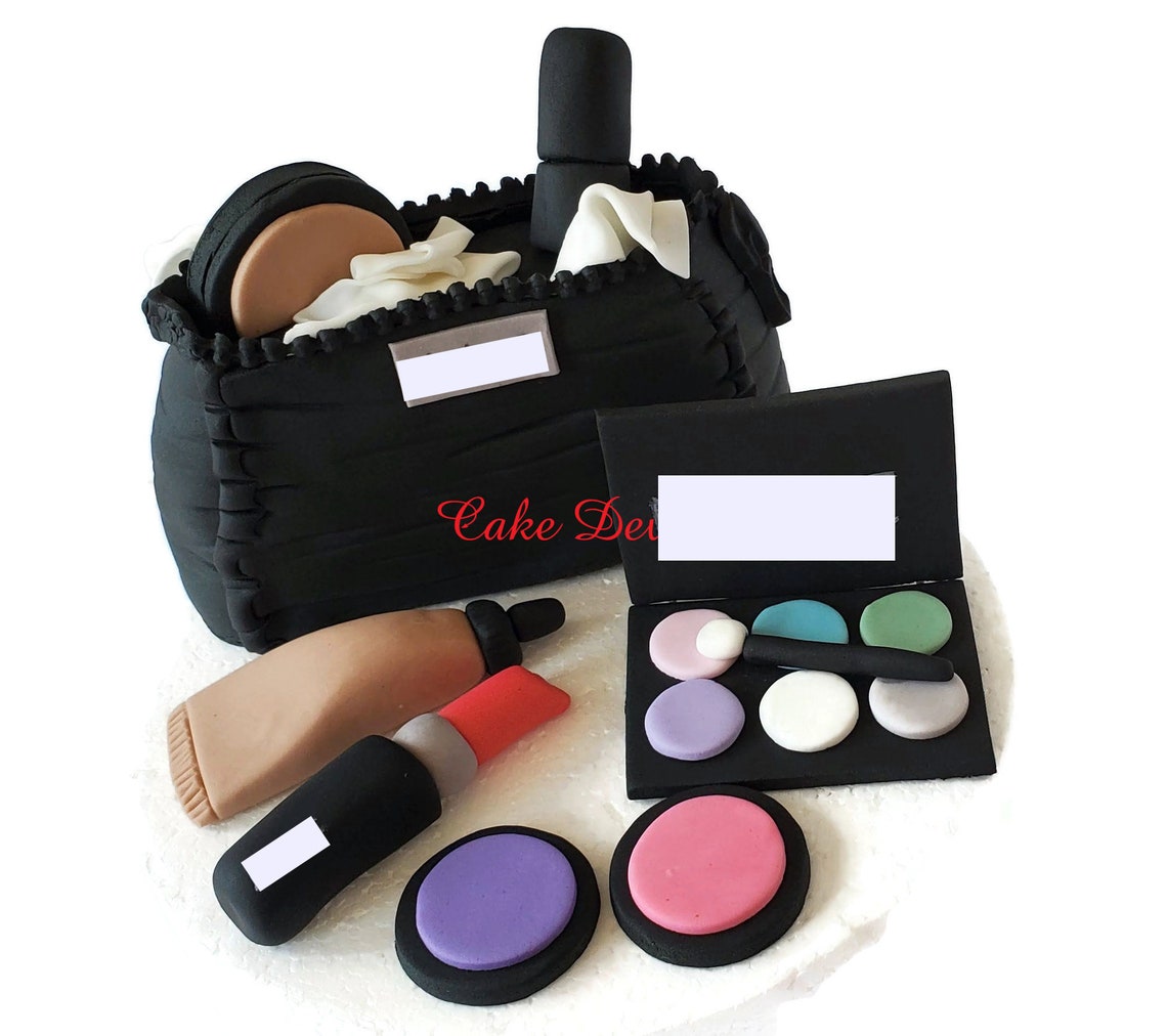 Makeup Fondant Cake Toppers With Cosmetic Bag Cake Decorations - Etsy