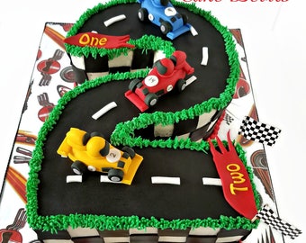 Mini Race Car Fondant Cake Toppers, Handmade Edible Sports Car Cake Decorations, Birthday Cake, Race Car Party Decorations, car cake