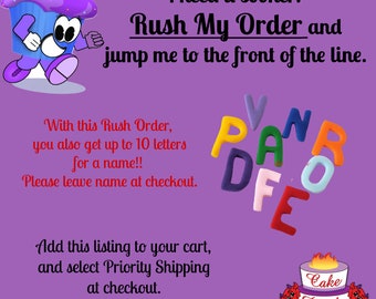 Rush My Order and add on Handmade Fondant Letters for a name! (up to 10 letters) PLEASE READ DESCRIPTION!