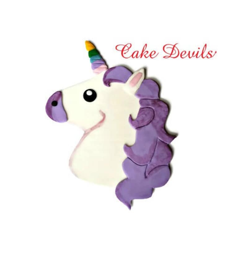 Unicorn Cake Topper, Fondant Unicorn head, Unicorn Party, Flat Unicorn, Handmade Edible, birthday decorations, Girl birthday, rainbows image 3