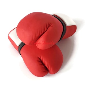 Fondant Boxing Gloves Cake Toppers, Handmade Sugar Boxing Gloves Cake Decorations, Champ, Fighter, sports cake toppers, In the Ring