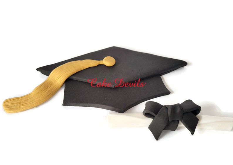 Flat Graduation Cap Cake Topper, Mortar Board and Diploma Cake ...
