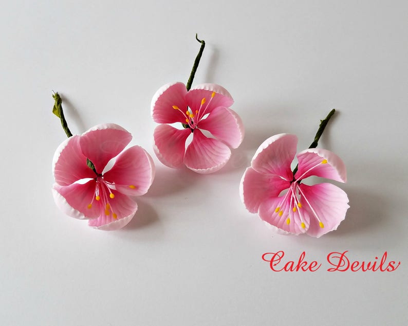 Blossom Cake Topper Flowers, Gumpaste Cherry Blossom Flowers, Fondant Wedding Flowers, Floral Cake Decorations, Bridal Shower Sugar Flowers image 3