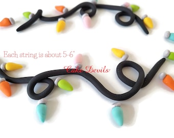 Adornos para tartas y pasteles con luces de fondant, luces navideñas, ¡perfectas para tartas navideñas, fiestas de cumpleaños y mucho más!