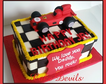 Race Car Fondant Cake Topper, Handmade Edible Sports Car Cake Topper, Birthday Cake Kit Fondant Topper, Happy Birthday fondant letters, car