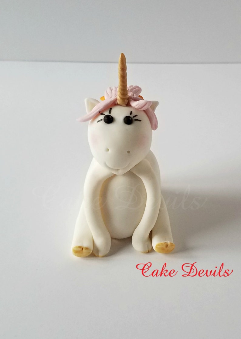 Unicorn Cake Topper, Fondant Unicorn, Rainbow Hair, Unicorn Party, Cake, Handmade Edible Fondant, Unicorn birthday party decorations, Girl image 4