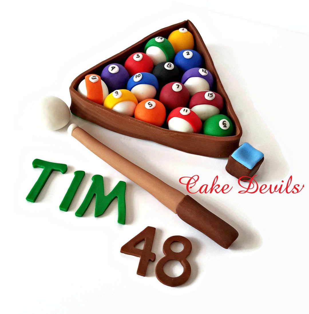 Pool Table Cake Topper, Billiards Cake Decorations, Fondant Pool Balls