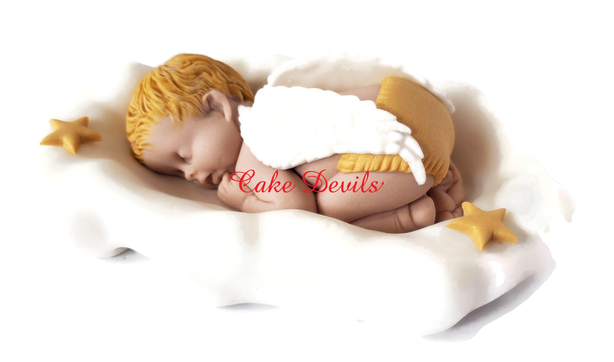Angel Baby Sleeping on a Cloud Cake Topper Fondant Angel Etsy