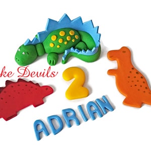 Dinosaur Cake Toppers, Birthday Cake Decorations, Fondant Dinosaur Cake Topper, Dinosaur Birthday Party, Handmade Edible Fondant image 1