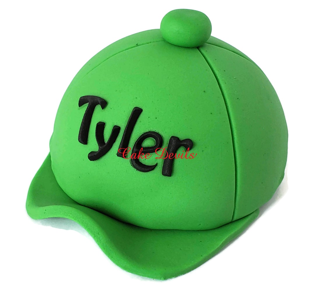 Fondant Baseball Cap Cake Topper, Personalized Two Toned Baseball Cap