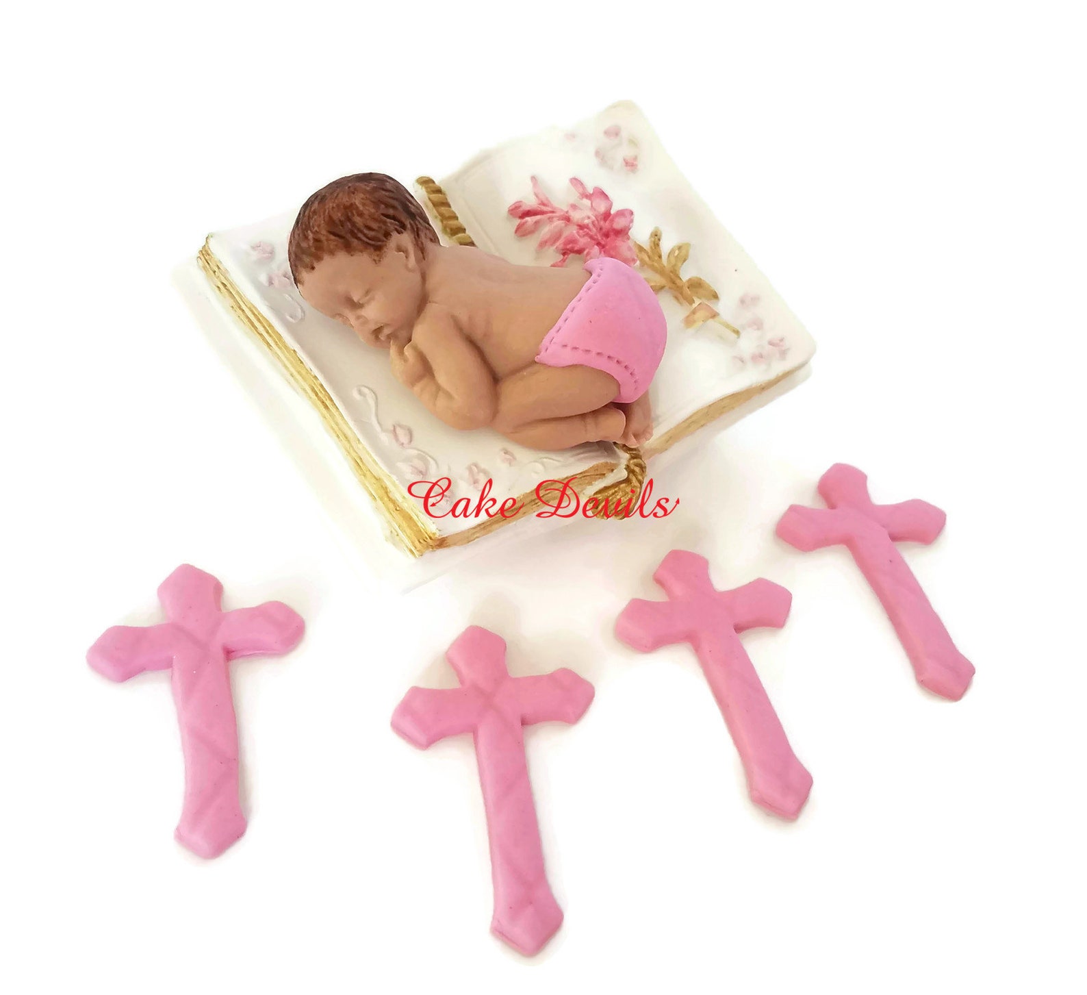 Handmade Edible Christening Cake Topper Baptism Fondant Etsy