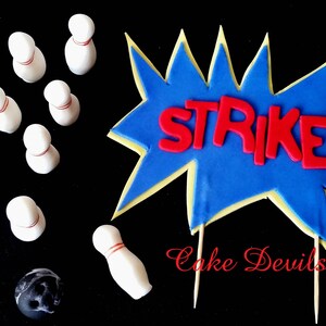 Bowling Cake Toppers - Fondant Bowling Theme Cake Topper Kit- Handmade ...