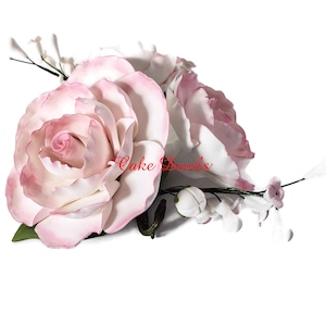 Fondant Flower Cake Topper Spray, Floral Wedding Cake Topper, Pink Gumpaste Rose Spray, Gumpaste Rose Cake Decoration