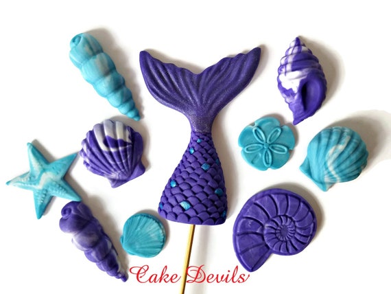 Mermaid Cake Topper Set Fondant Mermaid Tail Cake Topper