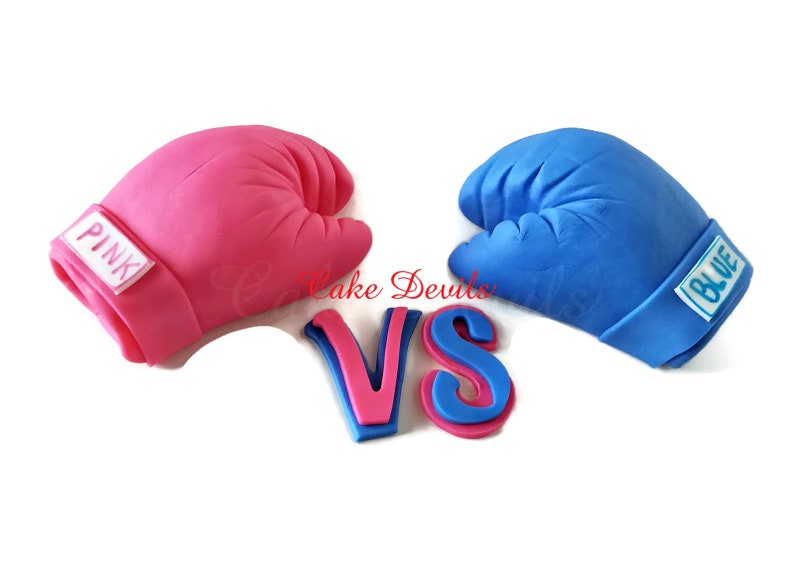 Gender Reveal Boxing Gloves Cake Topper Pink Vs Blue Gender Etsy