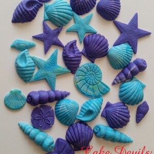 Sea Shell Cake / CupCake Toppers, Perfect with our Mermaid Tails, Handmade Edible Fondant shells, shell cake toppers, shell cupcake toppers image 2