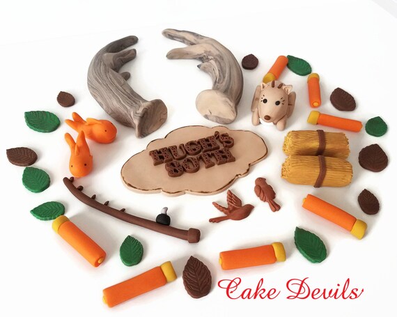 Hunting and Fishing Cake Toppers, Fondant Deer, Antler Cake