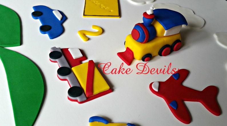 Transportation Fondant Cake Topper Kit Train Cake Topper, Plane, Truck, Train, Car Cake Decorations, Handmade Edibl image 5