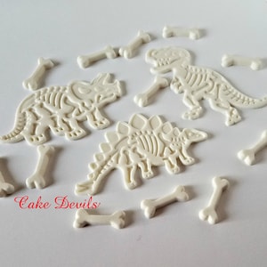 Fondant Dinosaur Fossil Cake Toppers, Jurassic Dinosaur Fossil Bones Cake Decorations, Dinosaur birthday party, Dinosaur Party Supplies