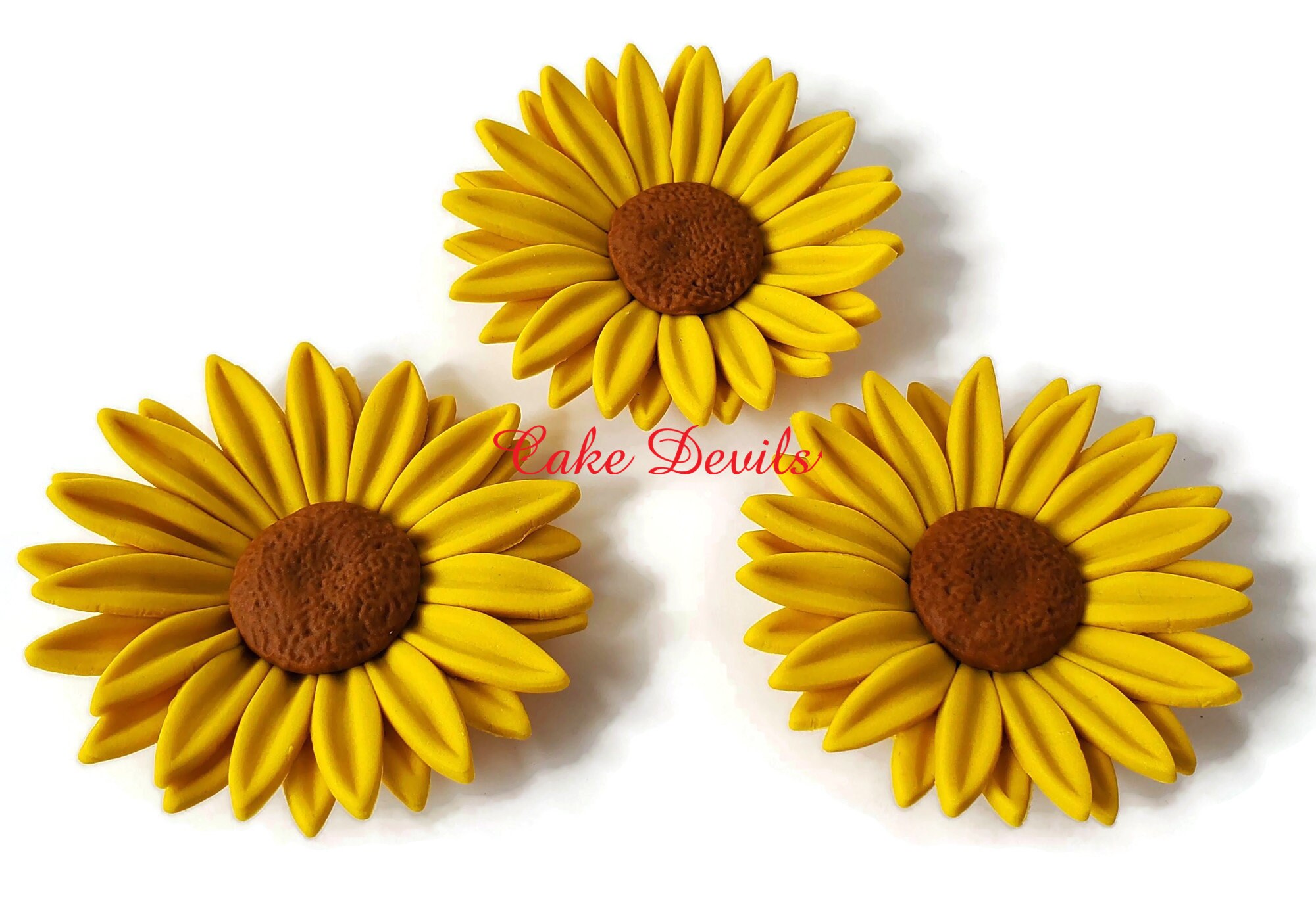 Fondant Sunflower Cake Toppers Handmade Edible Sugar Etsy