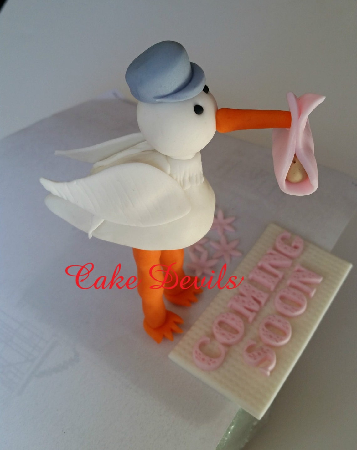 Stork Baby Shower Cake Topper Kit Handmade Edible Fondant 3D Etsy
