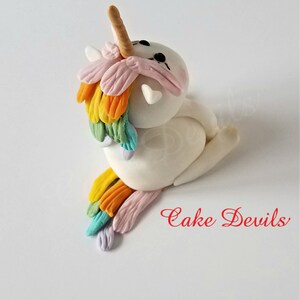 Unicorn Cake Topper, Fondant Unicorn, Rainbow Hair, Unicorn Party, Cake, Handmade Edible Fondant, Unicorn birthday party decorations, Girl image 3