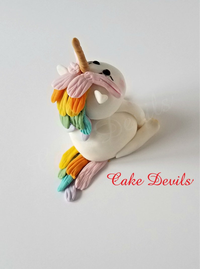 Unicorn Cake Topper, Fondant Unicorn, Rainbow Hair, Unicorn Party, Cake, Handmade Edible Fondant, Unicorn birthday party decorations, Girl image 3