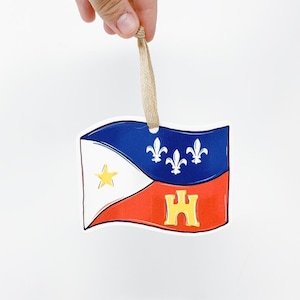 Acadian Flag Ornament - Louisiana Flags, Southern Ornament, Home Malone, Kristin Malone, Fleur De Lis, Christmas Ornament