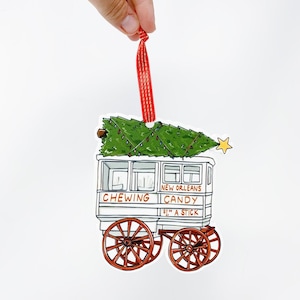 Christmas Candy Wagon Ornament - New Orleans Ornament, Roman Candy Cart, NOLA Christmas Decor, Christmas Decorations, Christmas Ornaments