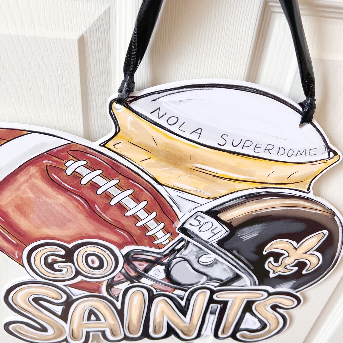 Go Saints Door Hanger New Orleans Door Hanger Southern Door Etsy