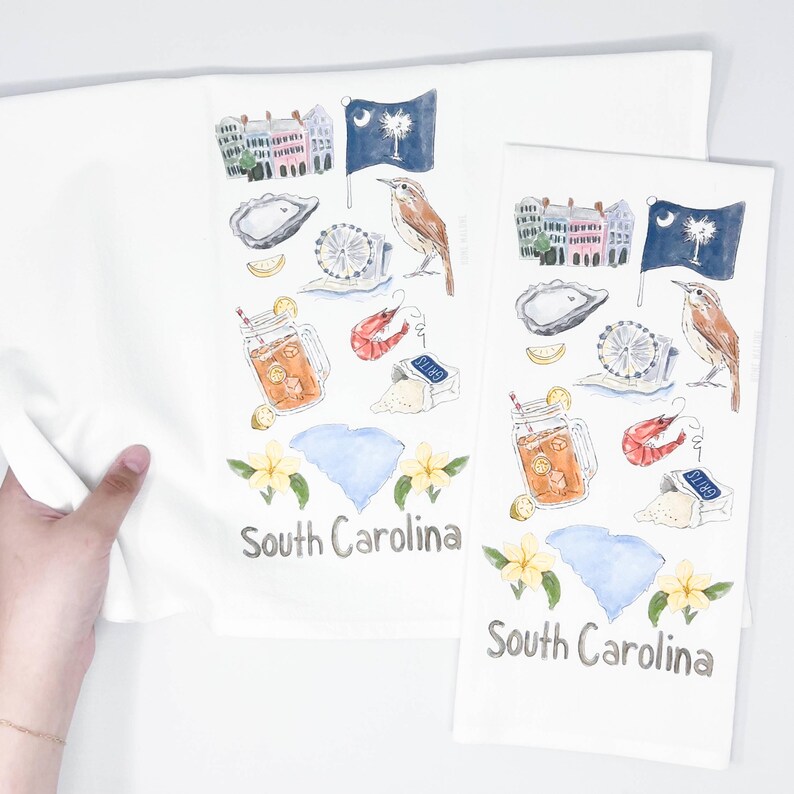 South Carolina Icons Tea Towel