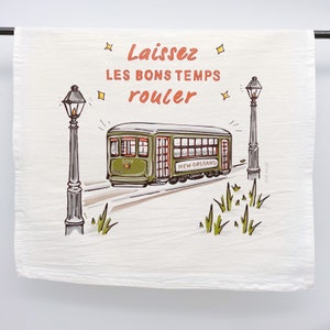 Laissez Les Bons Temps Rouler Towel: Dish Towel, New Orleans Kitchen Art, NOLA artist, Home Malone, Streetcar Art, New Orleans Decor, Linens