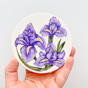 Purple Iris Coaster - Home Malone New Orleans, southern coaster, flower coaster, bearded iris, made in New Orleans