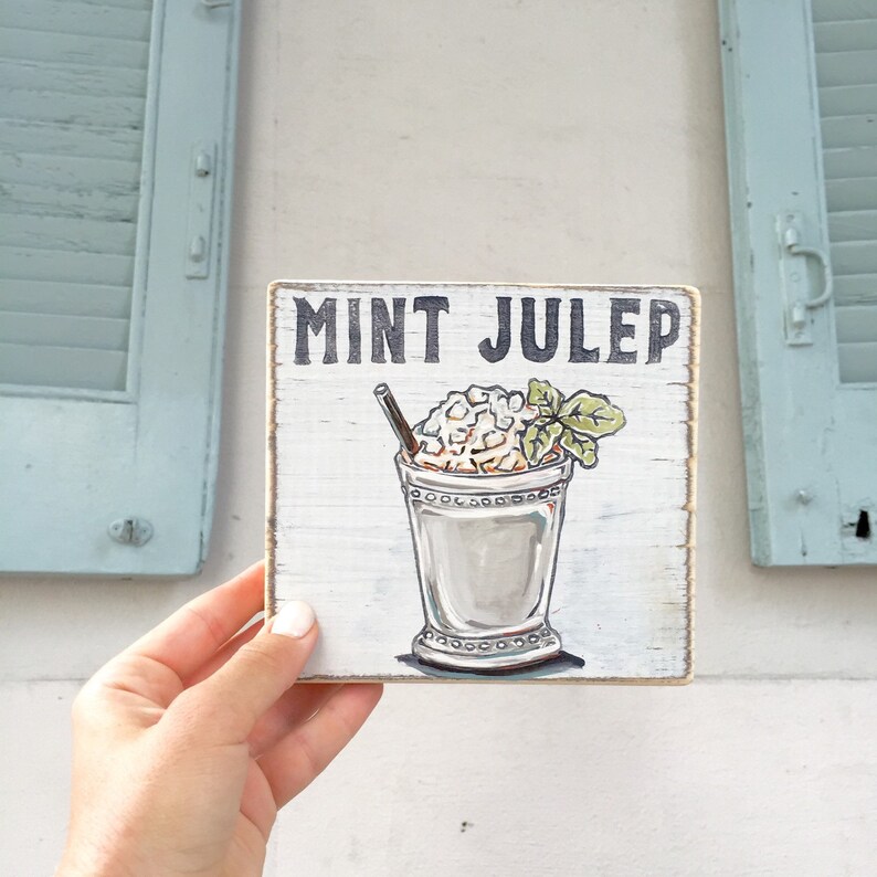 Mint Julep Wood Sign Cocktail Art Southern Home Decor Etsy