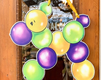 Bead Dog Door Hanger - Home Malone New Orleans, Mardi Gras Decor, Carnival Art, House Float, Made In USA, Wholesale, NOLA Parade Throw, Cute
