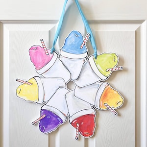 Sno-Ball Door Wreath: Sno-Cone Door Hanger, Summer Door Wreath, Snowcone, snow ball, New Orleans Door Hanger, Home Malone, New Orleans Art