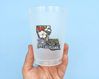 Set di bicchieri da festa "Louisiana Favorites" - Home Malone, New Orleans Art, Bicchieri in plastica, Bomboniera, Festa in piscina, Pellicano, Magnolia, Fragole