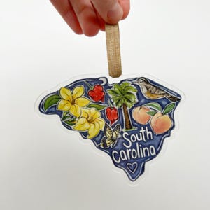Acrylic South Carolina Favorites Ornament-Home Malone, New Orleans Art, USA made, southern ornament, Palmetto State, Peach, Carolina Reaper