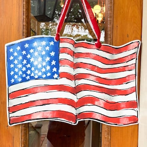 Colgador de puerta con bandera estadounidense, Home Malone, hecho en EE. UU., decoración patriótica, artista de Nueva Orleans, Día de la Independencia, 4 de julio, 4 de julio